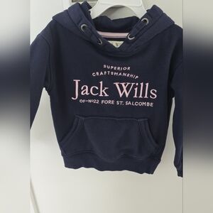 Jack Wills Kids 3-4y Navy Hoodie with Pink Logo